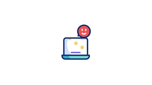 Modern Laptop Icon with Star Rating Animation