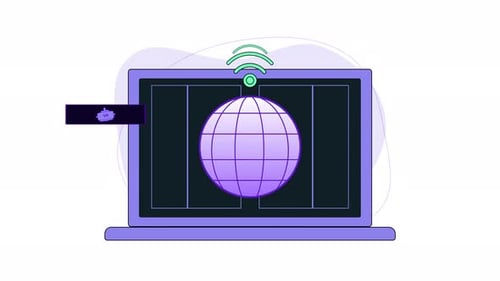 Technologische Animation der Zukunft, verbunden mit einem globalen Netzwerk, technologiegeeignet, futuristisch.