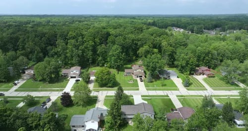 Aerial View of Large Private Homes in Cleveland Ohio Residential Area New Family Houses As Example