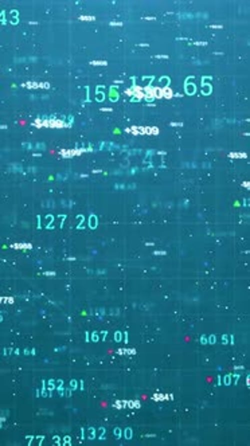 stock market data numbers flying, up and down stocks prices. finance, trading, business, investment