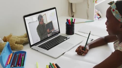Girl Learning Math in Online Homeschool Video Class