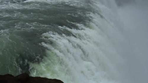 Powerful Waterfall in Landscape of Iceland, Close Up Slow Motion 120fps