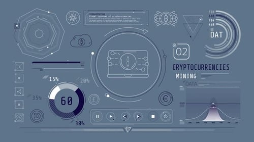 Animation of Infographics About Cryptocurrency Mining on Alpha Channel