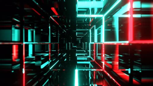 Turquoise And Red Beautiful Abstract Neon Infinity Background Vj Loop In 4K