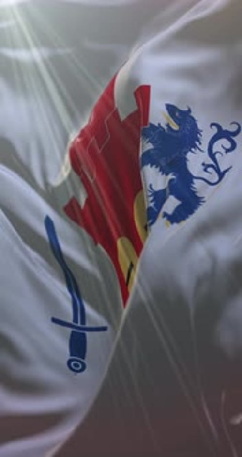 Realistic Waving Flag of Gibraltar in Vertical Orientation