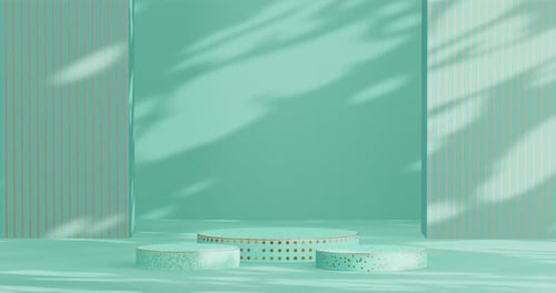 Minimalist Abstract Pedestal Stage with Moving Palm Shadows