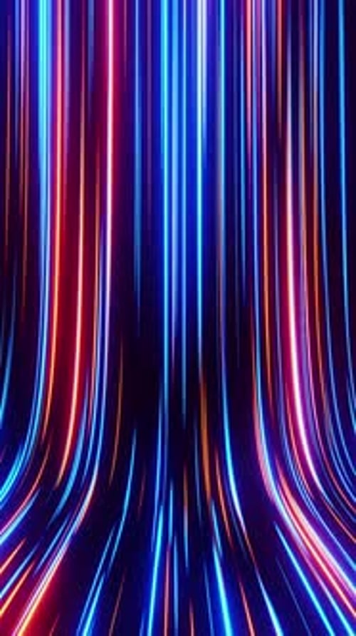 Futuristic Vertical Tunnel of Glowing Neon Speed Lines