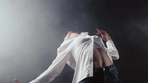Mature Pretty Flexible Woman Performing Amazing Modern Choreography Elegant Contemporary Style Dance