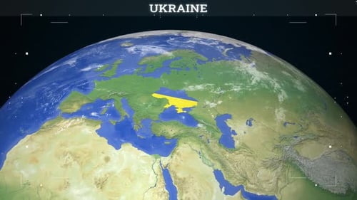 Ukraine Map From Earth With Flag