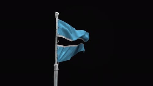 Realistic Botswana Flag Waving Animation with Alpha Channel
