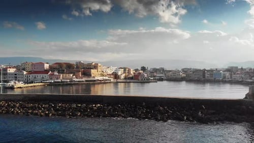 Lighthouse and port of Chania city