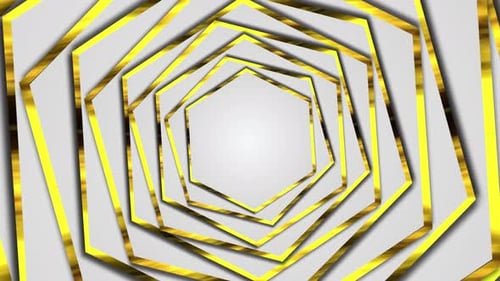 Golden Hexagon Tunnel Loop Animation