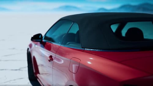 Close Up Detail of Sport Car in Salt Desert