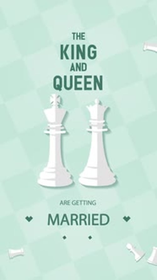 Elegant Wedding Announcement with Animated King and Queen Chess Pieces