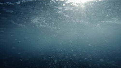 Rough Sea Waves Seen From Underwater in Winter