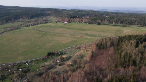 Aerial View of Countryside Rural Landscape