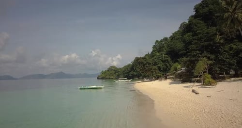 Beautiful Scenery In An Empty Beach On A Tropical Island - aerial shot