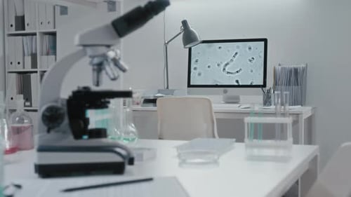 Bright Laboratory with Microscope and Equipment