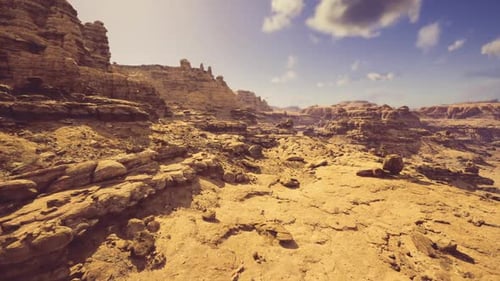 Cinematic Flyover Through Vast Desert Canyon Landscape