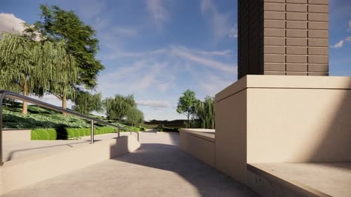 Smooth Glide Through a Modern 3D Park Environment Animation