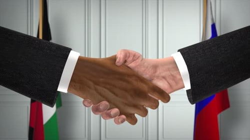 Diverse Handshake Animation with International Flags