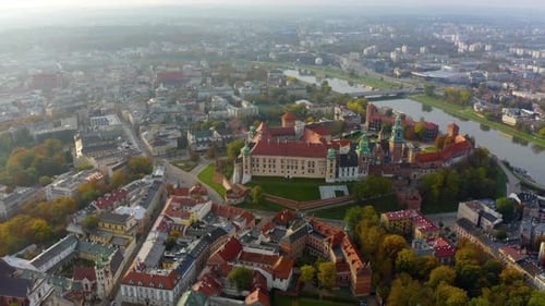 Krakow, Poland. Wawel royal Castle and Cathedral, Vistula River