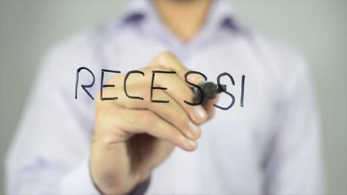Writing Recession with Black Marker