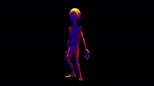 Futuristic Alien Thermal Scan Walk Cycle Animation