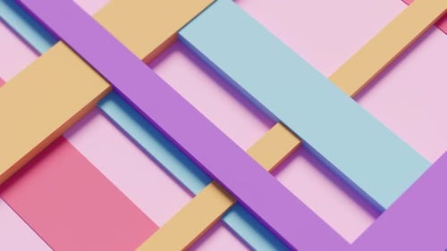 Motion Graphics abstractos. Fondo en bucle, formas 3D coloridas, objetos en movimiento