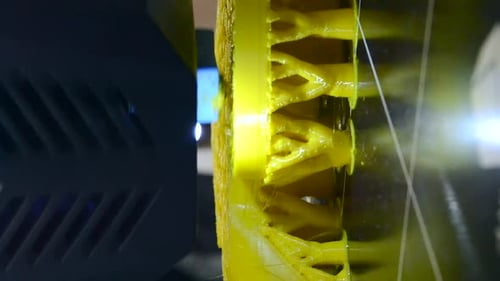 Close Up of 3D Printer Building Object