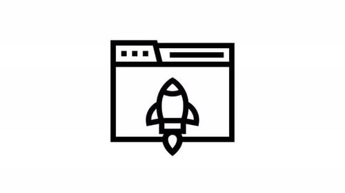 Browser Window Rocket Launch Line Icon Animation