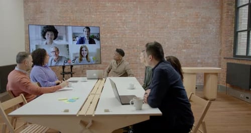 Video call in Office with Business People in Meeting