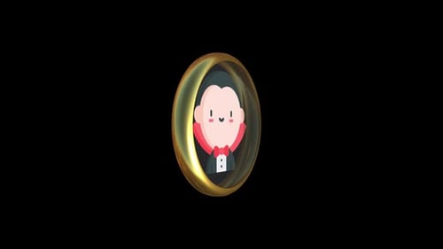 Cartoon Vampire Character Golden Coin Loop Animation