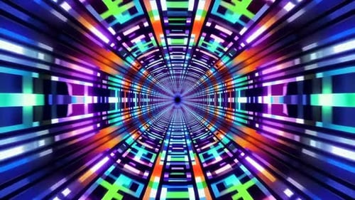 Futuristic Neon Geometric SciFi Tunnel VJ Loop