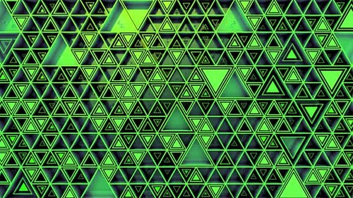 Vibrant green triangular pattern creates a dynamic, modern, glowing abstract background for technolo