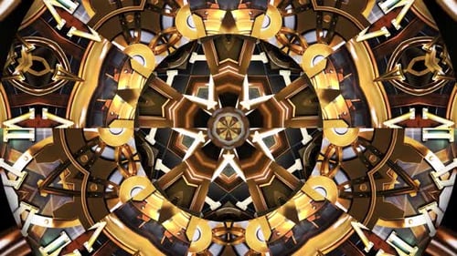 Golden Geometric Mechanical Kaleidoscope Background Loop