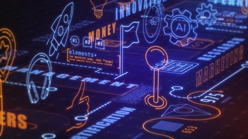 Futuristic Digital Business Strategy and AI Interface Animation