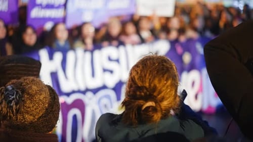 Feminism Protest Girl Power Concept Feminists Demonstration Women Strike