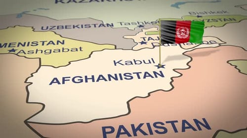 Animated 3D Map of Afghanistan with Waving Flag