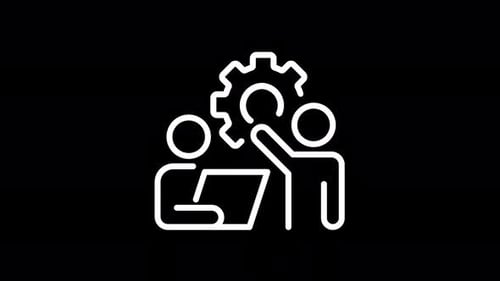 Icono lineal blanco de coaching animado