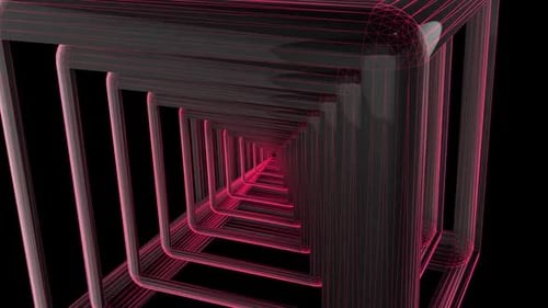 Abstract Geometric Wireframe Tunnel Loop Background