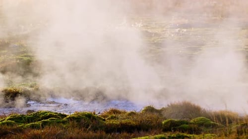 Geothermal Area with Hot Springs Gushing Out From Underground Geothermal Energy