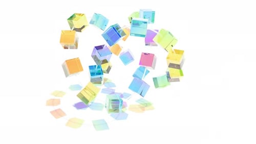 The Cubes are in Various Colors Such As Orange Green Blue Pink and Yellow Able to Loop Seamless
