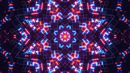 Colorful animation pattern with star in the center. Kaleidoscope VJ loop