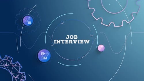 Infographic Job Interview Blue Background Looped