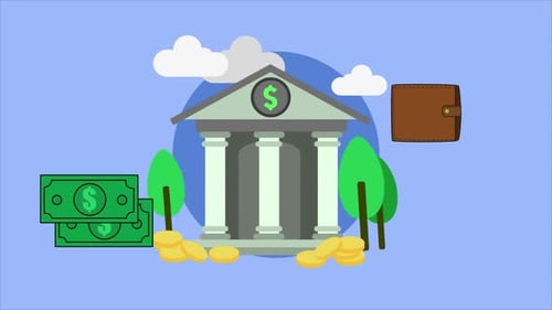 2D Secure Money Infographics On A Blue Background 4K