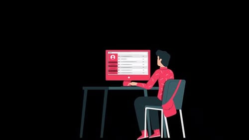 Man Working On The Computer Is Interested In The Project About Work In The Program Alpha Channel