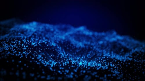 Dynamic Blue Particle Wave Abstract Background Animation