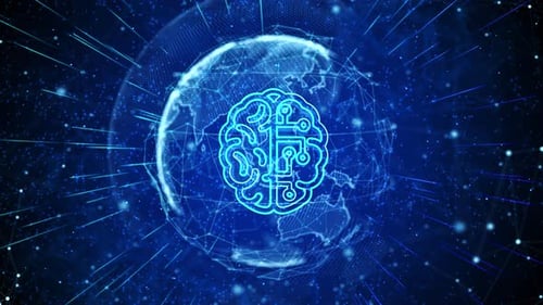 Gehirntechnologie Digitale globale Technologie World Network Connections Hintergrund