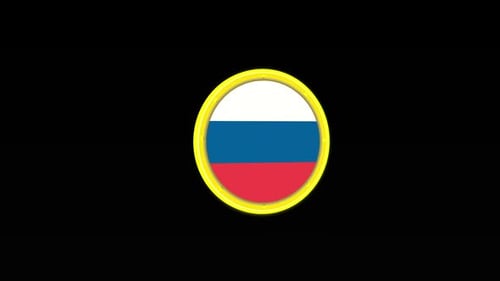 3D Rotating Russian Flag Badge with Glowing Outline